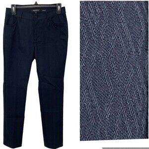 LAFAYETTE 148 New York Navy Blue Thompson Embossed Pattern Pants Trousers Size 2